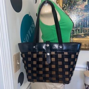 Authentic 2007 Longaberger To Go Purse Tote Woven wood and Leather Bag